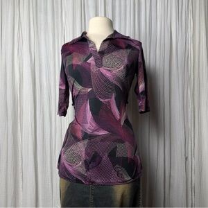 MKM Designs Women's Abstract Purple and Black Blouse